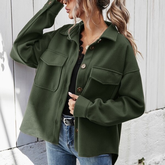 Cozy Cream Boyfriend fit oversized shacket jacket - Picture 2 of 11